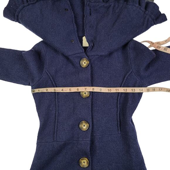 Anthropologie HWR Cardigan Sweater Wool Navy Blue Size XS Button Front - Picture 3 of 5